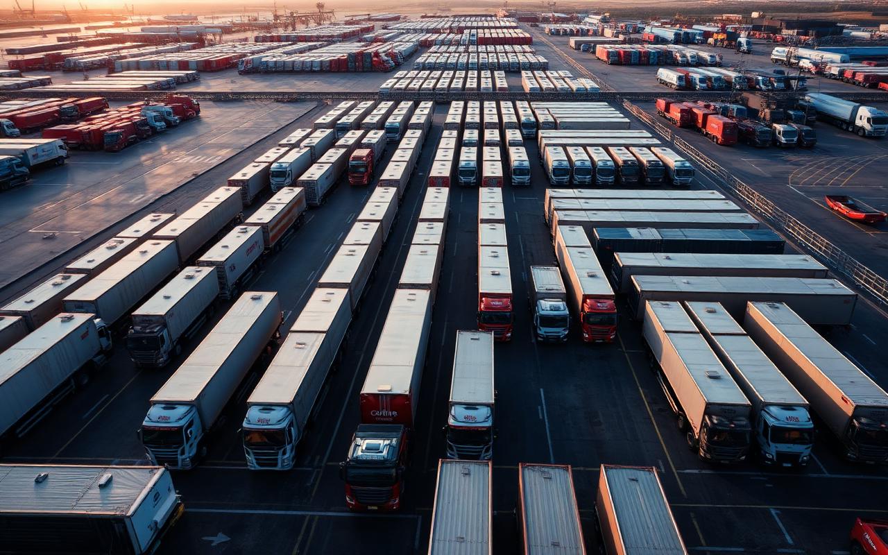 Terminal logístico con flota de camiones